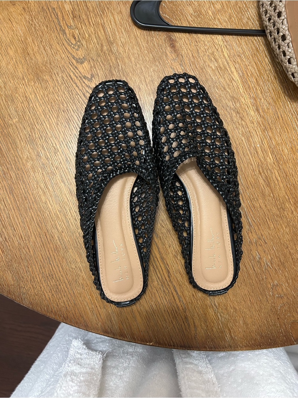 Nicole Miller Black Woven Mule Flats